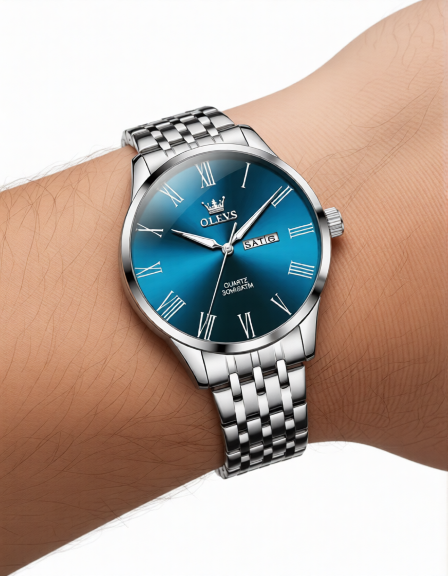 AZUREL - Luxus Herren Uhr Automatik in Tiefblau – Edelstahl | Box inkl. Kissen