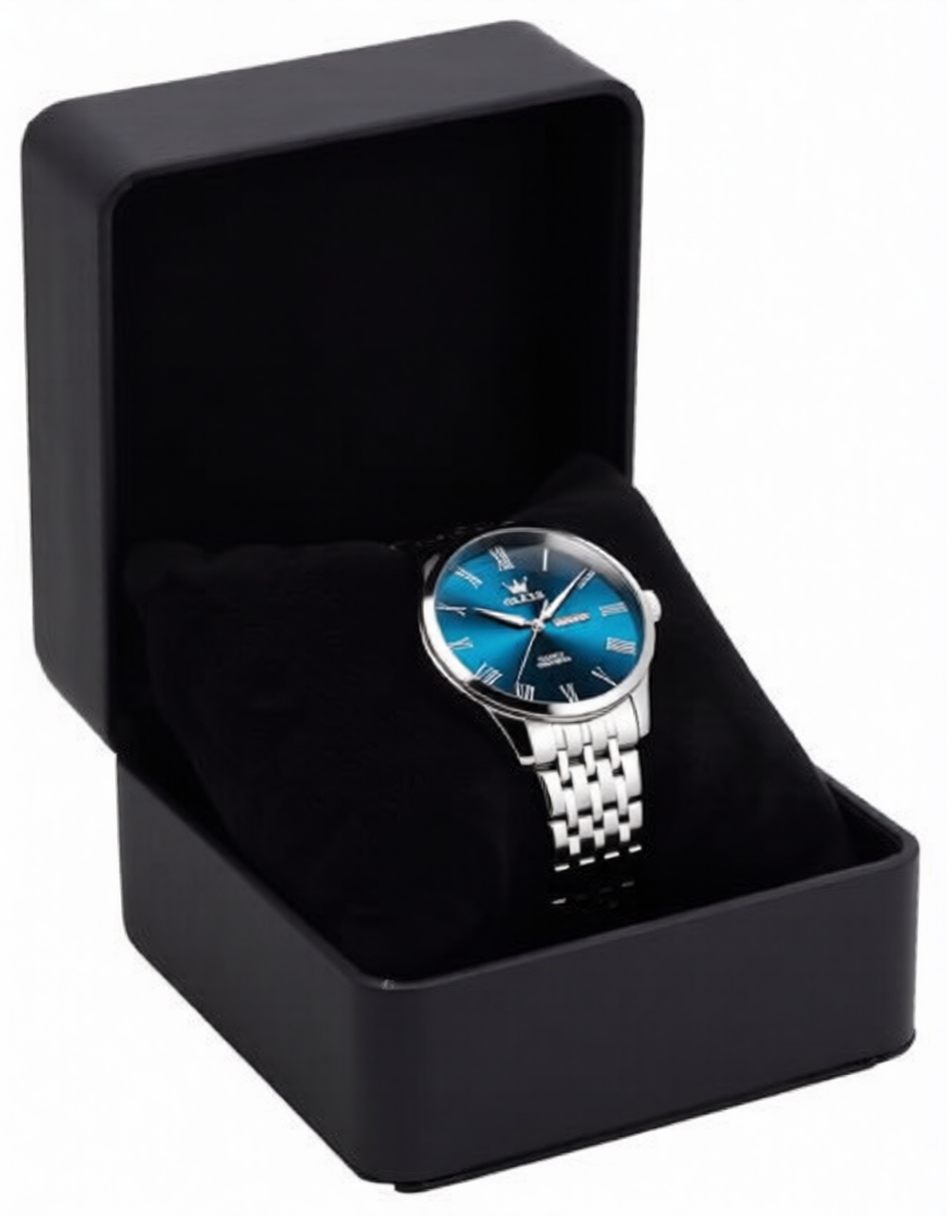 AZUREL - Luxus Herren Uhr Automatik in Tiefblau – Edelstahl | Box inkl. Kissen