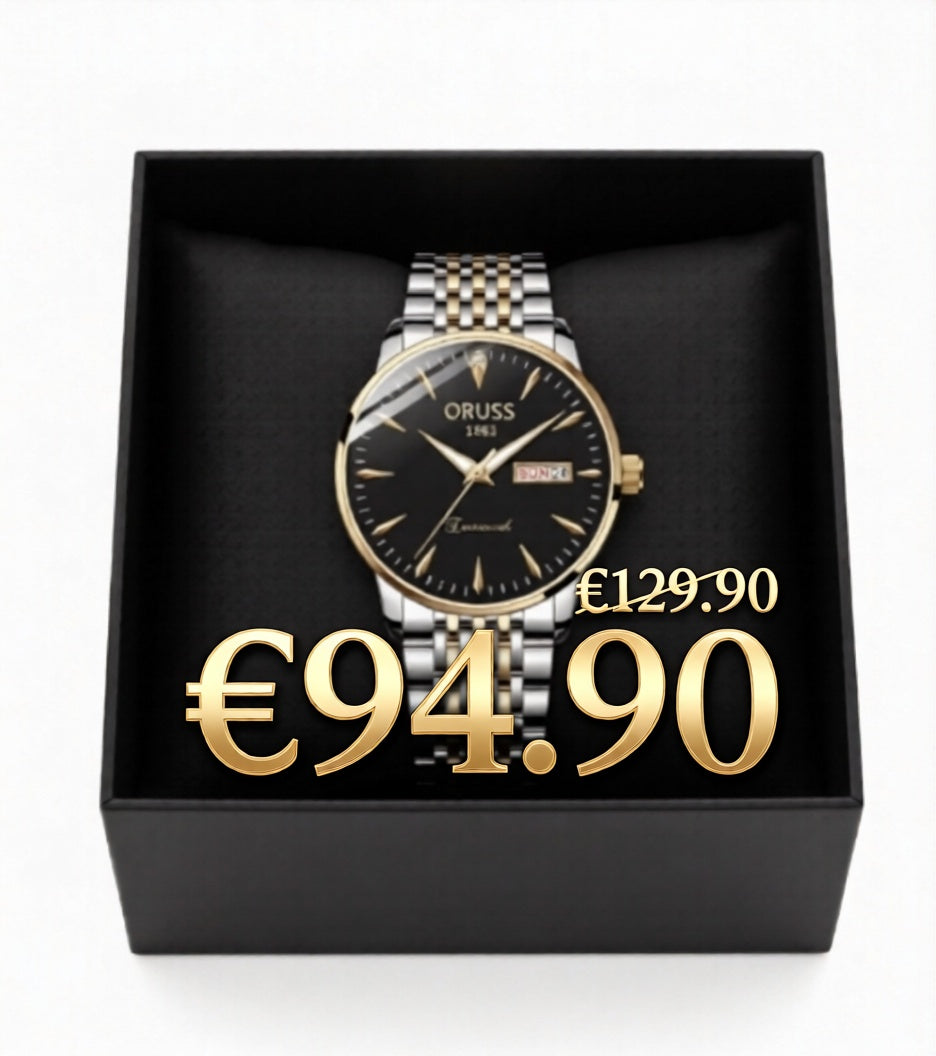 AZUREL Luxury Men's Watch Black Gold – Stainless Steel Business Design