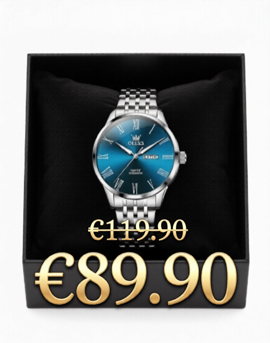 AZUREL Olevs - Luxus Herren Uhr Automatik in Tiefblau – Edelstahl | Box inkl. Kissen