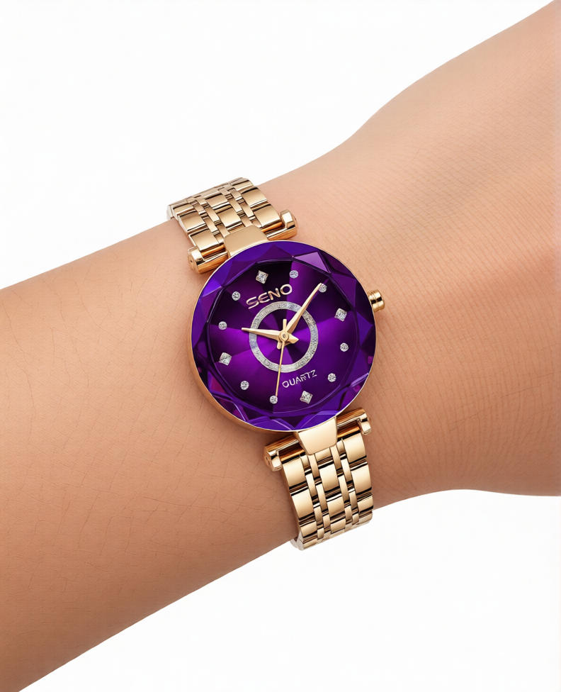 AZUREL - Damen Uhr Elegant in Purpur-Gold