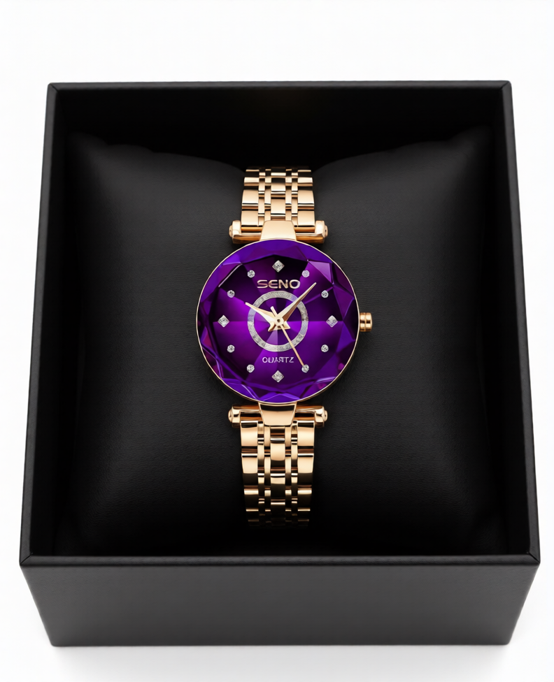 AZUREL - Damen Uhr Elegant in Purpur-Gold