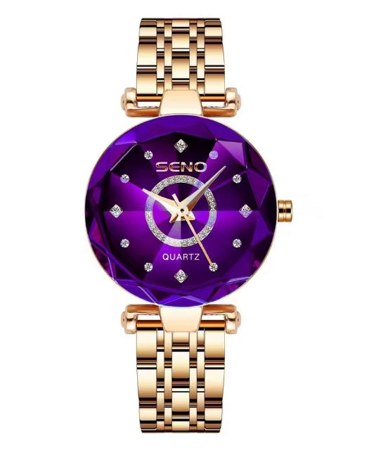 AZUREL - Damen Uhr Elegant in Purpur-Gold