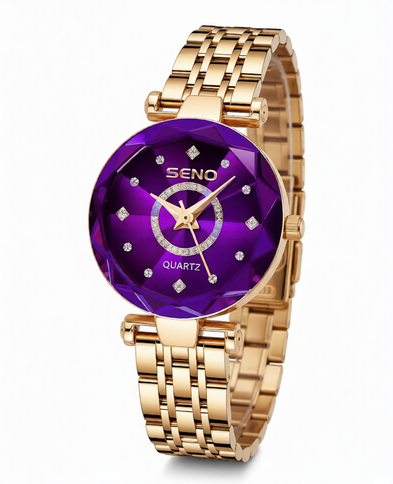 AZUREL - Damen Uhr Elegant in Purpur-Gold