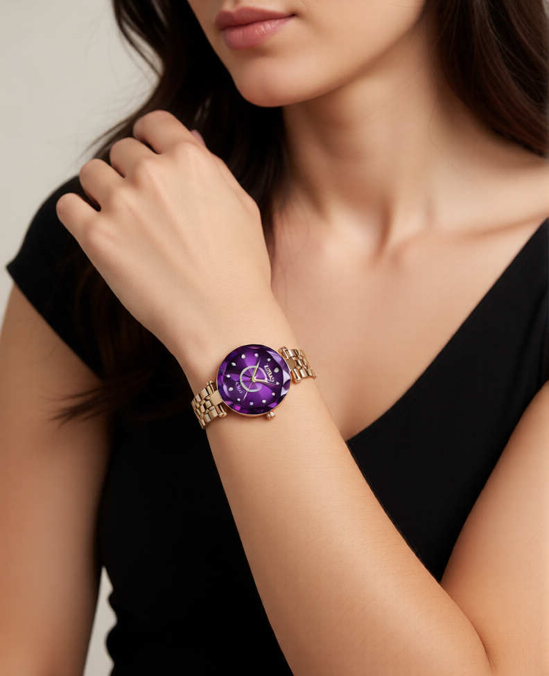 AZUREL - Damen Uhr Elegant in Purpur-Gold