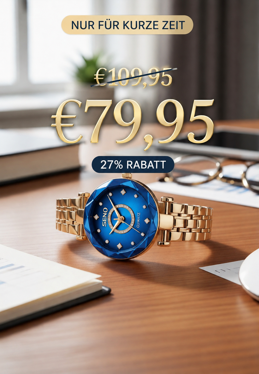 AZUREL Ladies' Watch Aquamarine-Ocean – Elegant Stainless Steel Watch incl. Box | Gift